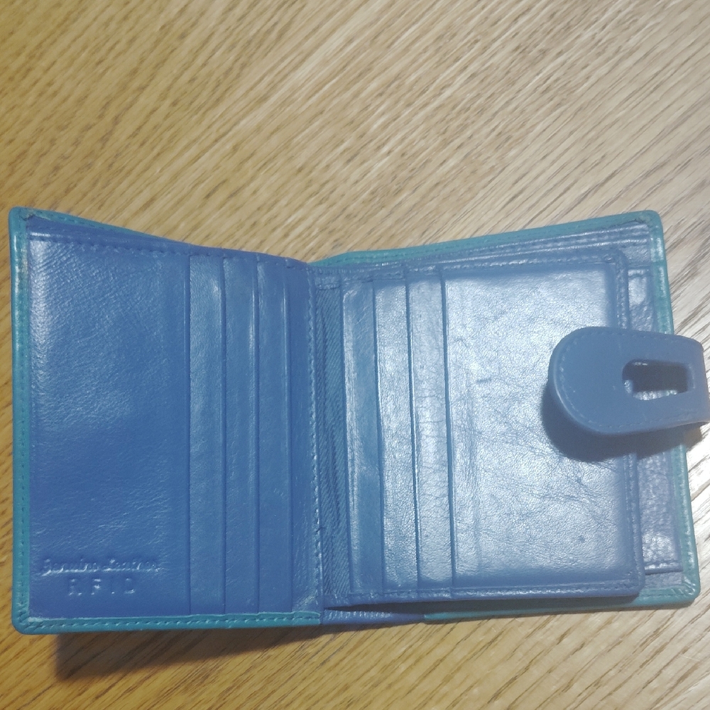 RFID Blue Leather Wallet